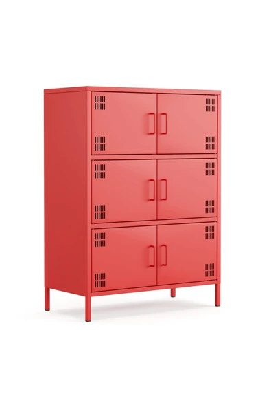Furni24 Pera Metal Çok Gözlü Dolap, 6 Kapaklı 80,50 x 40 x 109,50 cm ürün görseli 1