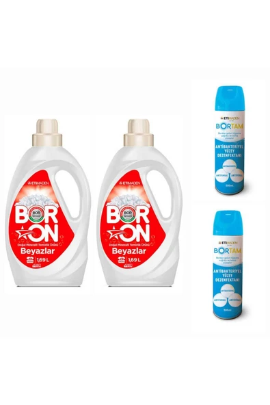 DOĞAL SIVI ÇAMAŞIR DETERJANI BORON BEYAZLAR  İÇİN 26*2 YIKAMA+ BORTAM DEZENFEKTAN 500 ML*2 ADET. ürün görseli 1