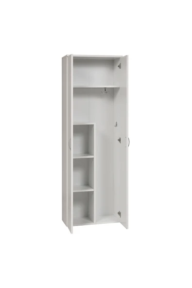 Furni24 Temizlik Malzemeleri Dolabı, Ahşap Gardırop, Elbise Dolabı, Çok Amaçlı Dolap, 60x34x180cm ürün görseli 1