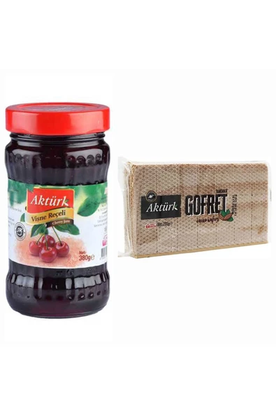 AKTÜRK 380 GR VİŞNE REÇELİ VE 200 GR AKTÜRK KAKAOLU GOFRET ürün görseli 1