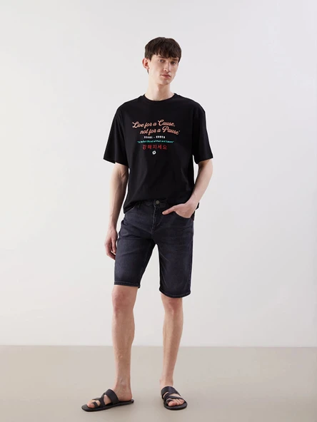 LCW Jeans Siyah Standart Kalıp Erkek Jean Şort ürün görseli 1