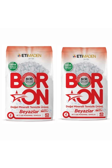 DOĞAL MİNERALLİ BORON BEYAZLAR İÇİN TOZ DETERJAN 8 KG 52 YIKAMA. ürün görseli 1