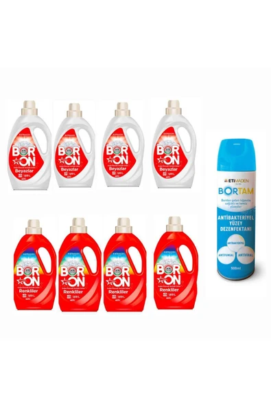 DOĞAL SIVI ÇAMAŞIR DETERJANI BORON RENKLİLER ve BEYAZLAR İÇİN 26*8 YIKAMA+ BORTAM DEZENFEKTAN ürün görseli 1