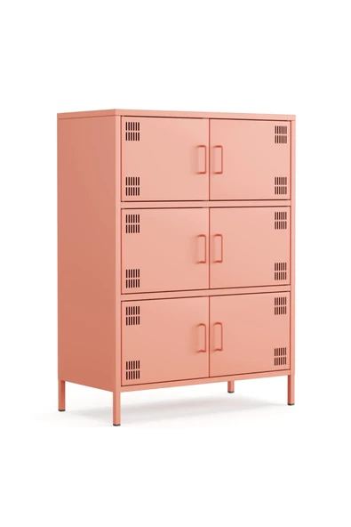 Furni24 Pera Metal Çok Gözlü Dolap, 6 Kapaklı 80,50 x 40 x 109,50 cm ürün görseli 1