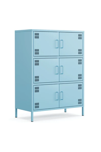 Furni24 Pera Metal Çok Gözlü Dolap, 6 Kapaklı 80,50 x 40 x 109,50 cm ürün görseli 1