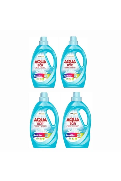 AQUABOR SIVI ÇAMAŞIR DETERJANI RENKLİLER İÇİN 4 ADET 132 YIKAMA DOĞAL MİNERALLİ ürün görseli 1