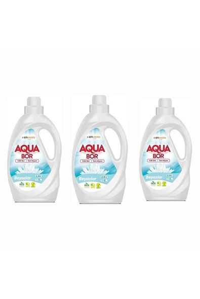 AQUABOR SIVI ÇAMAŞIR DETERJANI BEYAZLAR İÇİN 3 ADET 99 YIKAMA DOĞAL MİNERALLİ ürün görseli 1