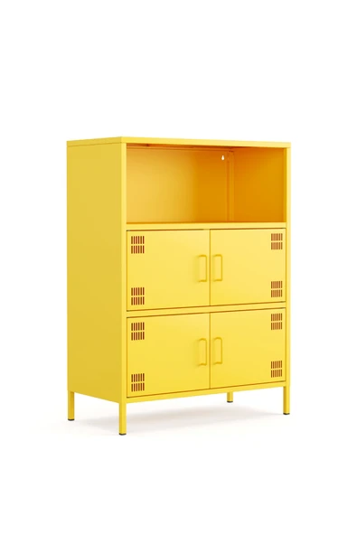 Furni24 Pera Metal Çok Gözlü Dolap, 4 Kapaklı, Açık Raflı 80,50 x 40 x 109,50 cm ürün görseli 1