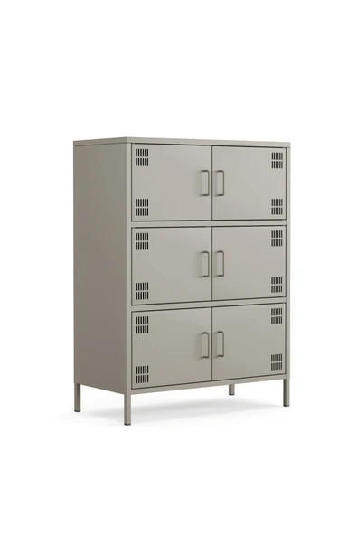 Furni24 Pera Metal Çok Gözlü Dolap, 6 Kapaklı 80,50 x 40 x 109,50 cm ürün görseli 1
