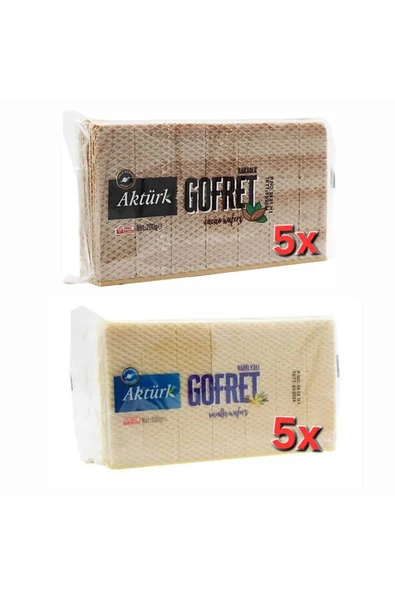 AKTÜRK GOFRET 200 GR 5 ADET KAKAOLU GOFRET , 200 GR 5 ADET VANİLYALI GOFRET ürün görseli 1