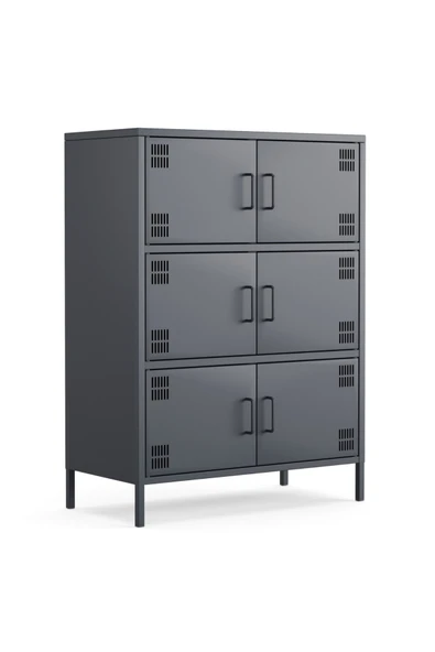 Furni24 Pera Metal Çok Gözlü Dolap, 6 Kapaklı 80,50 x 40 x 109,50 cm ürün görseli 1