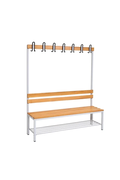Furni24 Ayakkabılıklı 4 Ayaklı Tek Taraflı Bank, Kanca Şeritli Bank, 7 Kanca, 150x43x170 cm, Spor Bankı ürün görseli 1