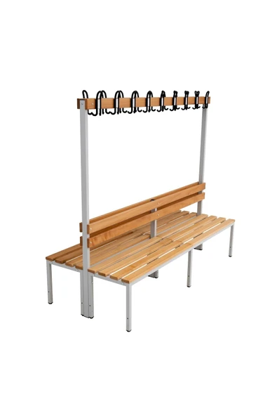Furni24 Ayakkabılıksız 6 ayaklı çift taraflı bank,  kanca şeritli bank, 18 kanca, 200x85x170 cm, Spor bankı ürün görseli 1