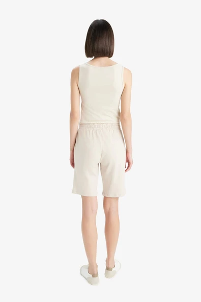 Defacto N7439 Bej Regular Fit Normal Bel Düz Paça Bermuda Şort - Resim 7