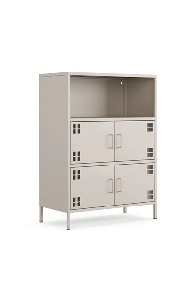 Furni24 Pera Metal Çok Gözlü Dolap, 4 Kapaklı, Açık Raflı 80,50 x 40 x 109,50 cm ürün görseli 1