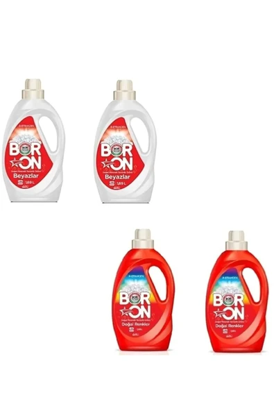 Boron 2 Adet Beyazlar + 2 Adet Doğal Renkler Sıvı Deterjan 1,69 Lt 4 X 26 Yıkama. ürün görseli 1
