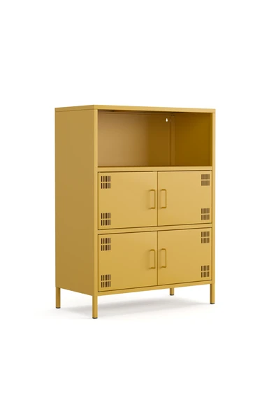 Furni24 Pera Metal Çok Gözlü Dolap, 4 Kapaklı, Açık Raflı 80,50 x 40 x 109,50 cm ürün görseli 1