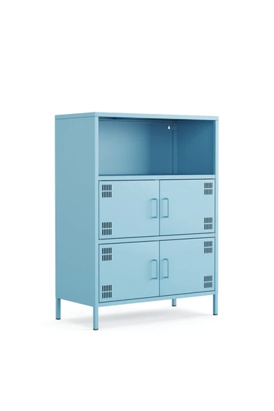 Furni24 Pera Metal Çok Gözlü Dolap, 4 Kapaklı, Açık Raflı 80,50 x 40 x 109,50 cm ürün görseli 1