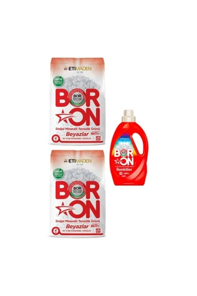 Toz Çamaşır Deterjanı Beyazlar 2 Adet*4 Kg + Boron Renkliler İçin Sıvı Temizlik Ürünü 26 Yıkama ürün görseli 1