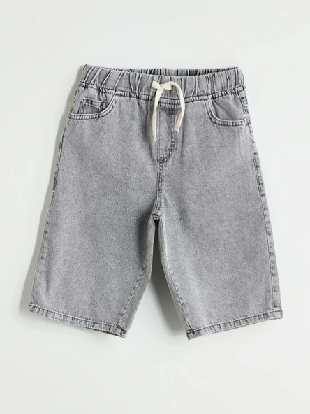 LCW Kids Gri Beli Lastikli Erkek Çocuk Jean Şort ürün görseli 1
