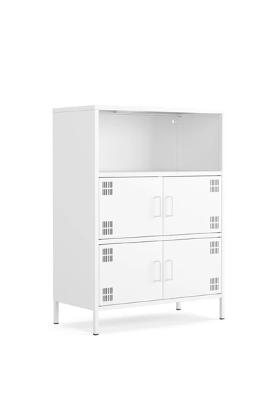Furni24 Pera Metal Çok Gözlü Dolap, 4 Kapaklı, Açık Raflı 80,50 x 40 x 109,50 cm ürün görseli 1