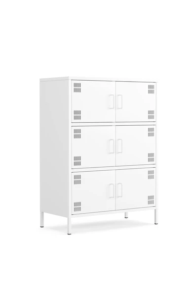 Furni24 Pera Metal Çok Gözlü Dolap, 6 Kapaklı 80,50 x 40 x 109,50 cm ürün görseli 1