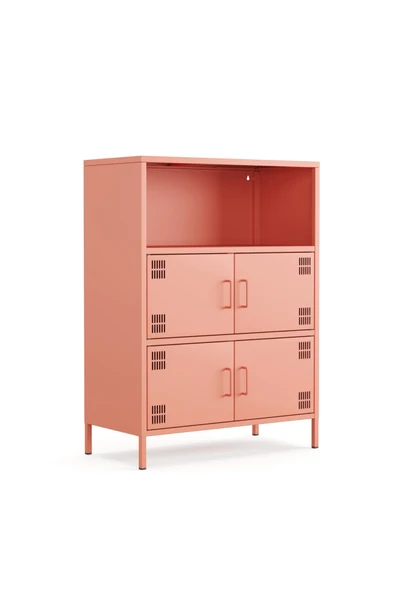 Furni24 Pera Metal Çok Gözlü Dolap, 4 Kapaklı, Açık Raflı 80,50 x 40 x 109,50 cm ürün görseli 1