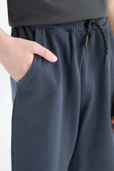 Defacto E0161 Gri Erkek Çocuk Beli Lastikli Basic Düz Şort - Resim 6