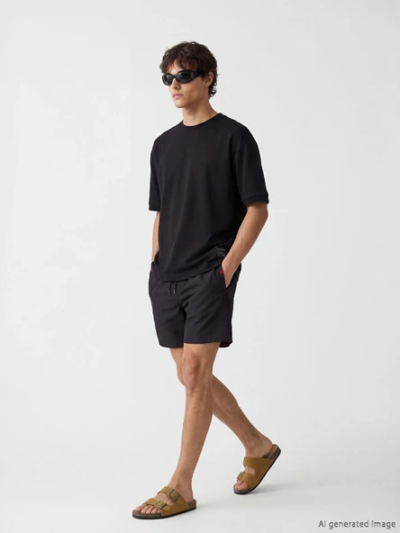 LCW SWIMWEAR Siyah Kısa Boy Erkek Deniz Şortu ürün görseli 1