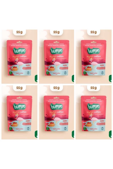 Organik Vegan Çilekli Kurabiye Atıştırmalık Paketi - 6 adet* 55 g ürün görseli 1