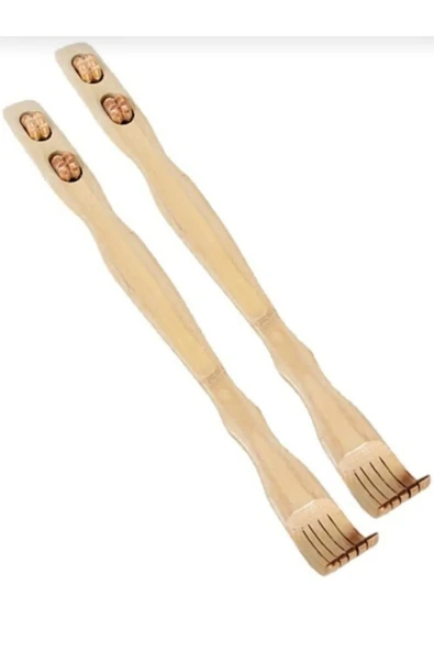 2 Adet Bambu Ahşap Sırt Kaşıyıcı Sırt Kaşıma Aleti 47 Cm Tekerlekli Masaj Aparatlı ürün görseli 1