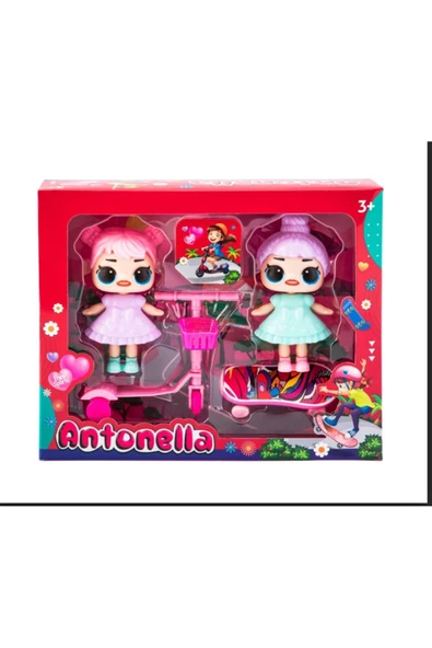 Antonella 2'li Figür Oyuncak Kaykaylı Bisikletli Antonella Bebekler 7 cm ürün görseli 1