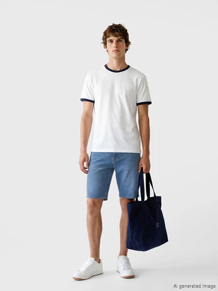 LCW Jeans İndigo Slim Fit Erkek Jean Şort ürün görseli 1
