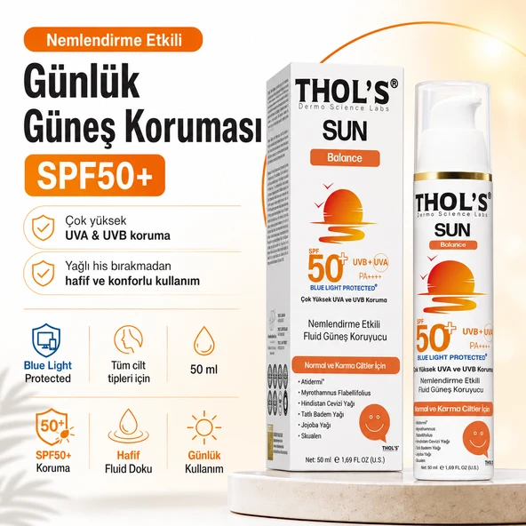 THOL’S SUN Balance Nemlendirme Etkili Fluid Güneş Koruyucu SPF50+ 50 ml ürün görseli 1