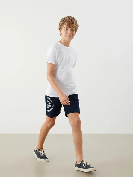 LCW Kids Lacivert Beli Lastikli Erkek Çocuk Şort ürün görseli 1