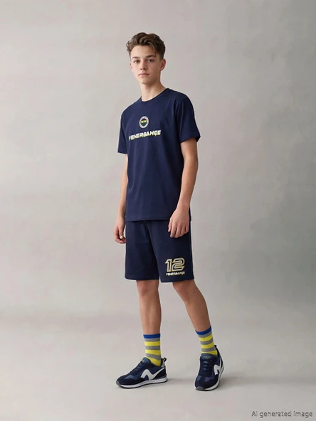 LCW Kids Lacivert Fenerbahçe Baskılı Erkek Çocuk Şort ürün görseli 1