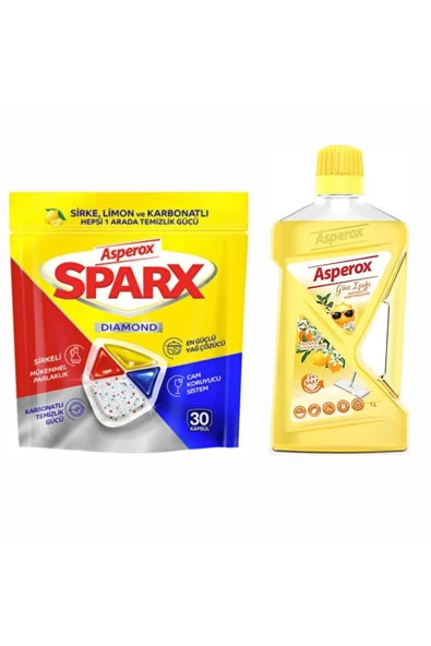 Sparx Diamond Kapsül 30'lu Bulaşık Deterjanı ve Gün Işığı Yüzey Temizleyici ürün görseli 1