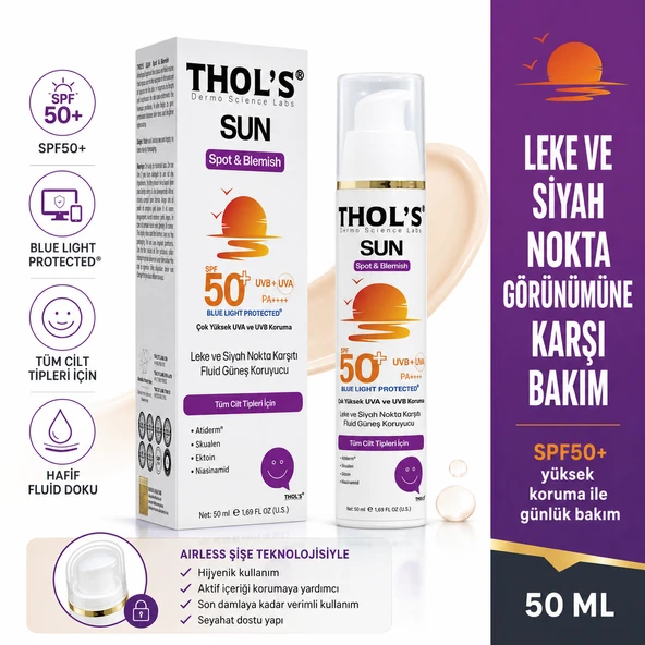 THOL’S Sun Spot & Blemish Leke ve Siyah Nokta Karşıtı Fluid Güneş Koruyucu SPF50+ 50 ml ürün görseli 1