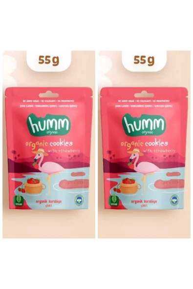 Organik Vegan Çilekli Kurabiye Atıştırmalık Paketi - 2 adet* 55 g ürün görseli 1