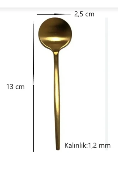 Çelik Gold Renk 6 Adet Tatlı Kaşığı Çay Kaşığı - Resim 2