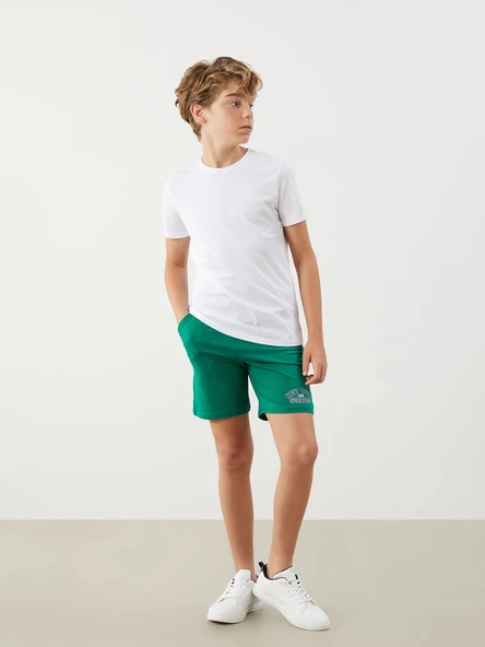 LCW Kids Yeşil Beli Lastikli Erkek Çocuk Şort ürün görseli 1