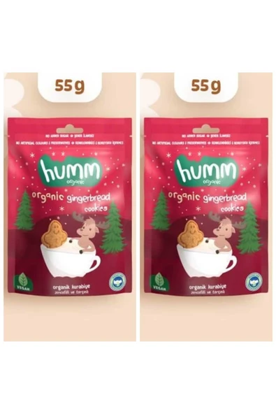 Organik Vegan Zencefilli ve Tarçınlı Kurabiye - 55g*2 adet ürün görseli 1