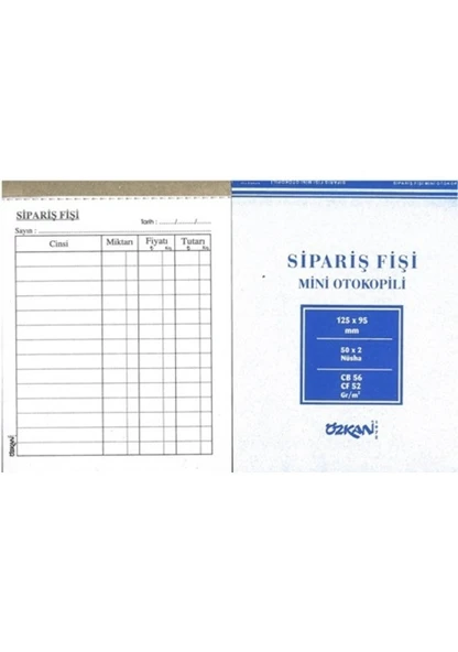 Özkan Cep Sipariş Fişi Küçük Boy Otokopili 50X2 1 adet ürün görseli 1