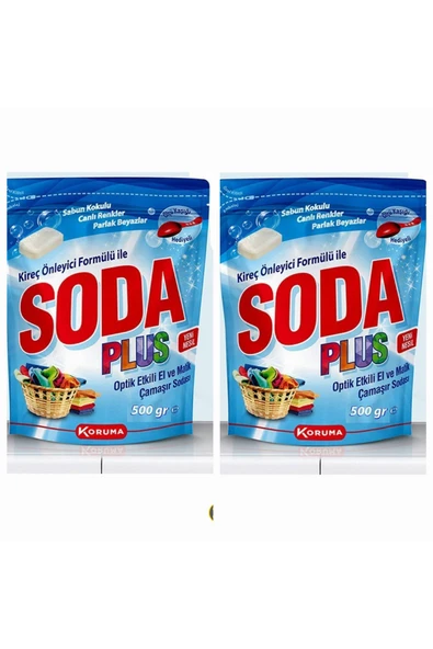 2 Adet Soda Plus Optik Etkili El ve Matik Çamaşır Sodası 500 gr ürün görseli 1
