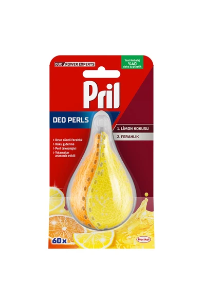 PRİL DEO PERLS BULAŞIK MAKİNESİ KOKU ÖNLEYİCİ LİMON FERAHLIĞI 60 yıkama ürün görseli 1