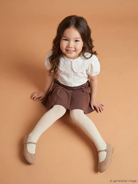 LCW Kids Kahverengi Kız Çocuk Şort Etek ve Külotlu Çorap ürün görseli 1