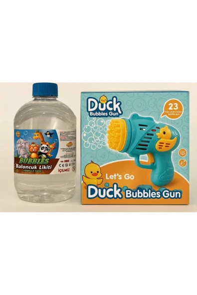 Duck Çok Delikli Pilli Köpük Atan Baloncuk Çıkaran Tabanca 23 Dilekli+ 500 ML Köpük Likidi ürün görseli 1