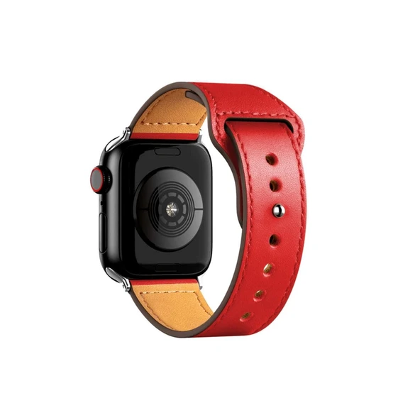 Apple Watch 42mm Kr415 Luaz Deri Kordon (saat Değildir) - Kırmızı ürün görseli 1