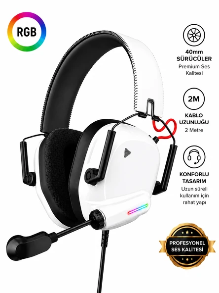RGB Işıklı Oyuncu Kulaklığı Sanal Çevresel Ses Gürültü Önleyici Kulak Üstü Headset ürün görseli 1