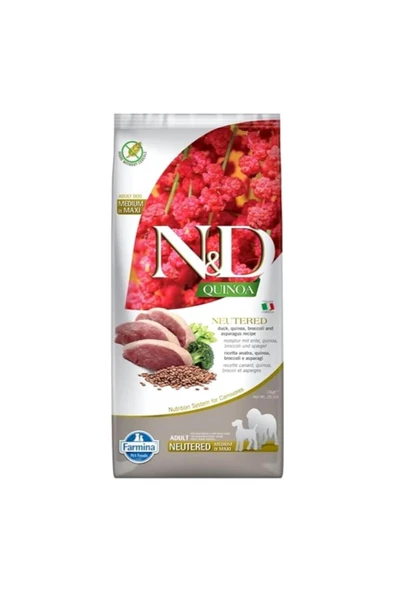 N&D Quinoa Kısırlaştırılmış Ördek ve Brokoli Büyük ve Orta Irk Yetişkin Köpek Maması 12 kg ürün görseli 1